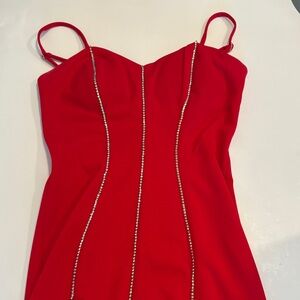 Red Dress with Rhinestone Detailing
